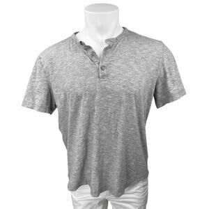 Banana Republic Vintage Tee Men's Gray Short Sleeve Henley Neck T-Shirt Top Sz L
